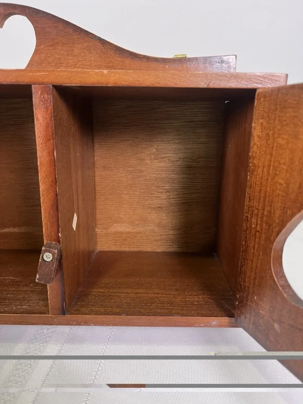 Vintage Country Heart Cutout Wooden Wall Cabinet Shelf Cottagecore Rustic Boho